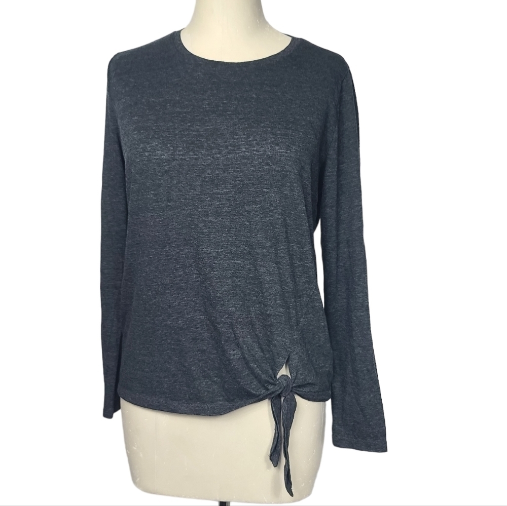 J. Crew Mercantile Dark Gray Long Sleeve Tie Front Shirt M